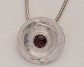 Sterling Silver Sherwood Woodland Flower with garnet