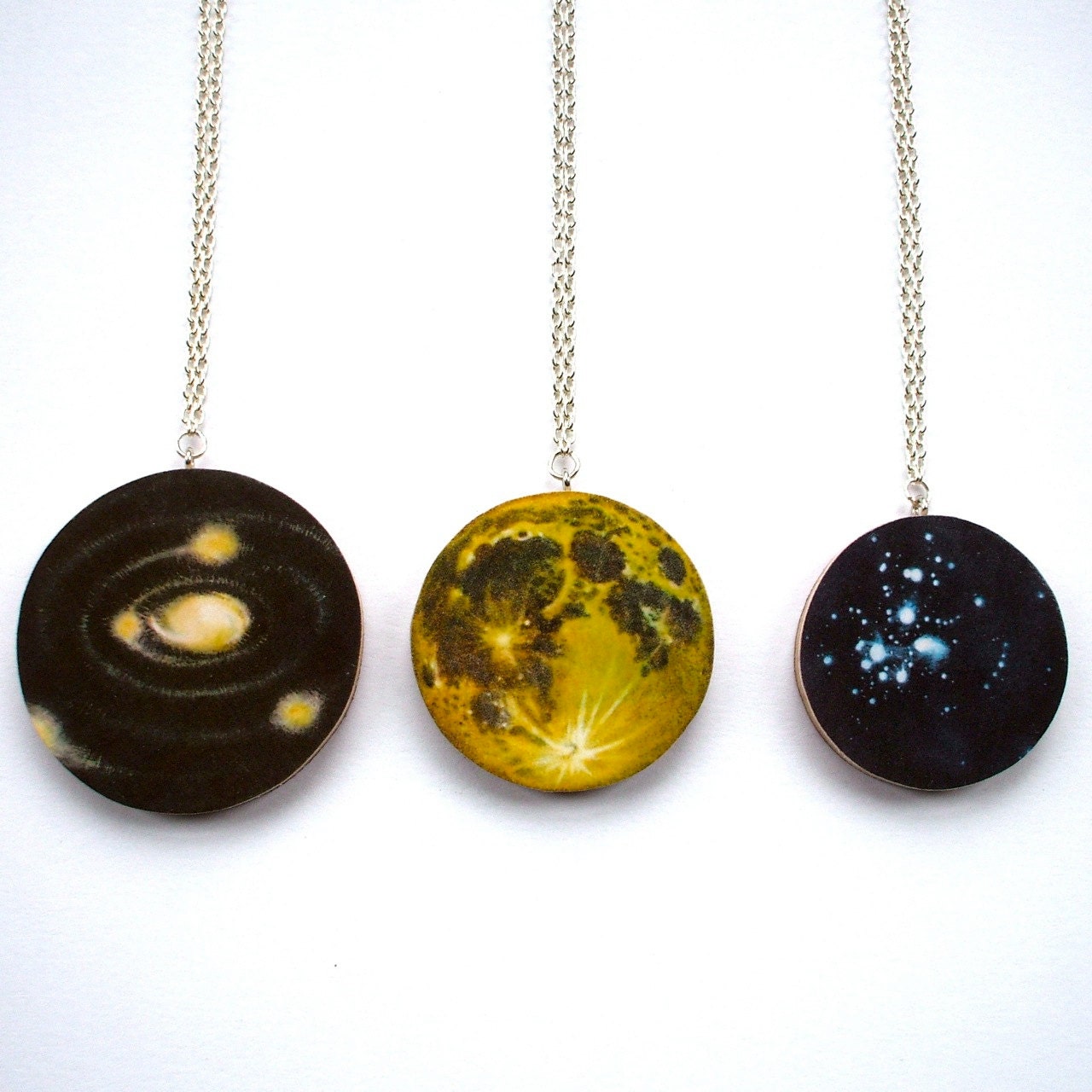 Space Necklace - Three Designs - Galaxy, Moon, Stars