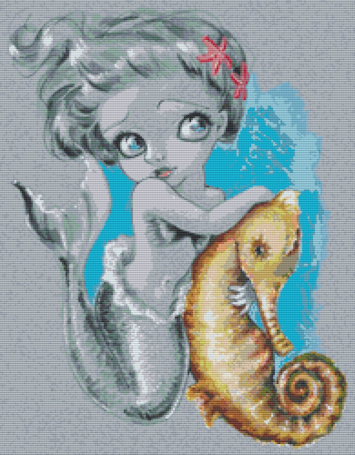 Modern Cross Stitch Kit 'Little Mermaid and by GeckoRouge on Etsy