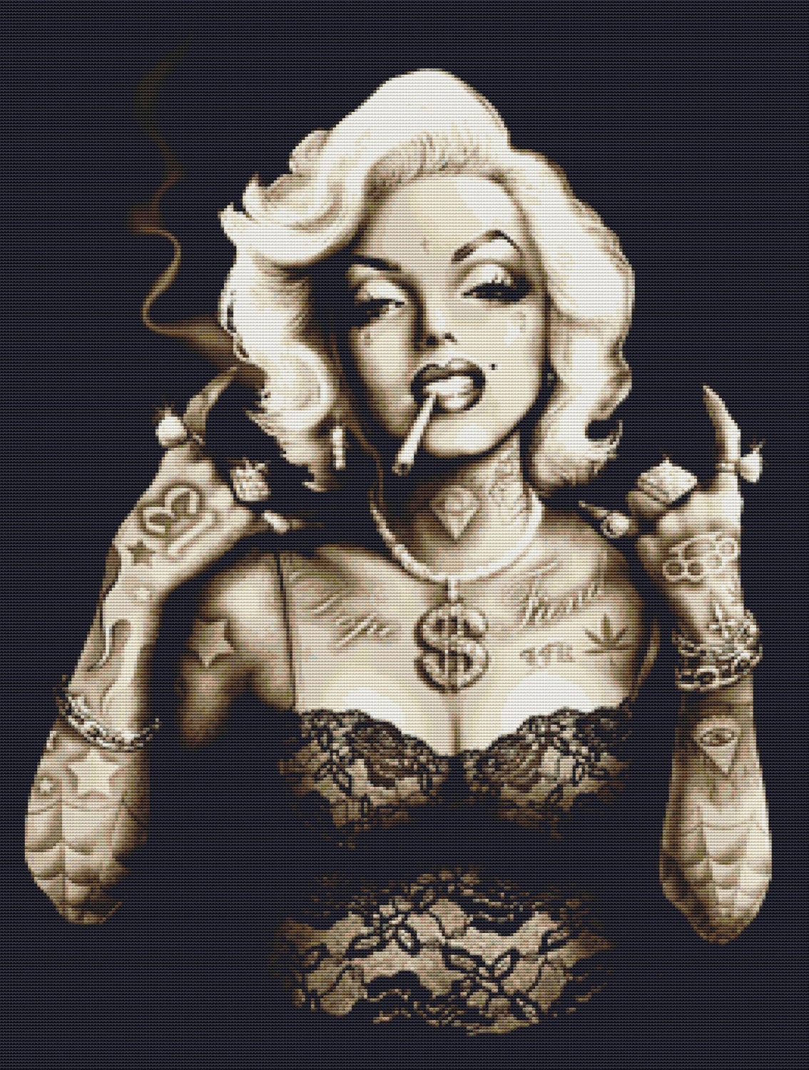 Modern Cross Stitch PDF Pattern By Marcus Jones 'Gangster Marilyn Monroe'