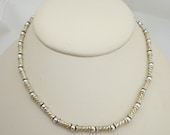 Vintage Napier Silver Tone Necklace Choker Beige Inlaid