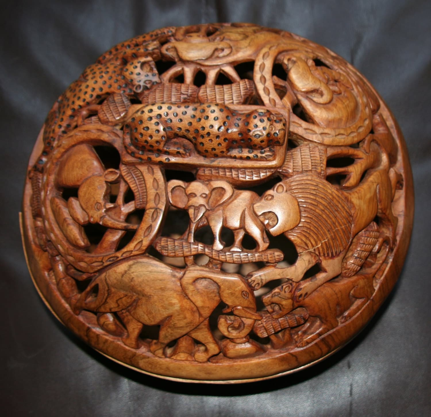 African Olive Wood Carved Bowl With Lid by AfricanArtHomeDecor