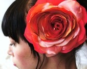 Bright pink recycled vintage fabric rose/hair flower/fascinator