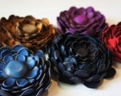 Recycled leather flower brooch/pin/hair flower Blue/red/black/purple/brown