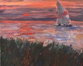 Seascape Painting Sailboat Original Art by Russ Potak