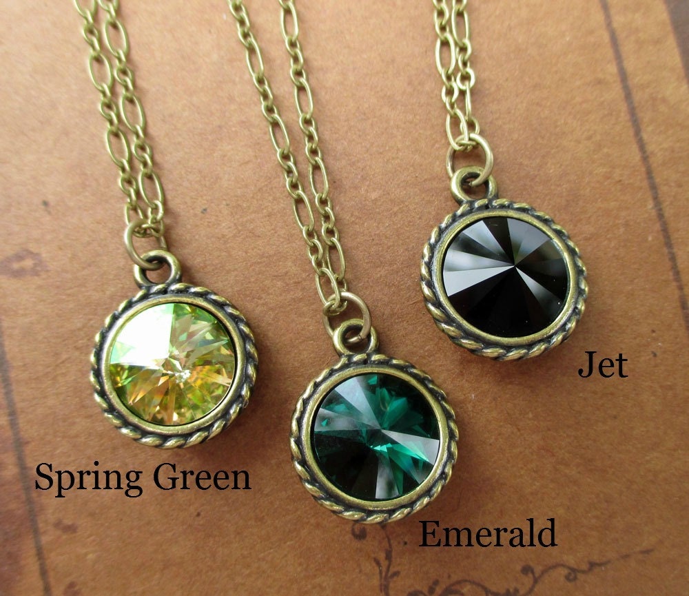 Graduation Gift Birthstone Necklace Swarovski Crystal Bridesmaid Jewelry Emerald Green Necklace Jet Onyx Black SPARKLE