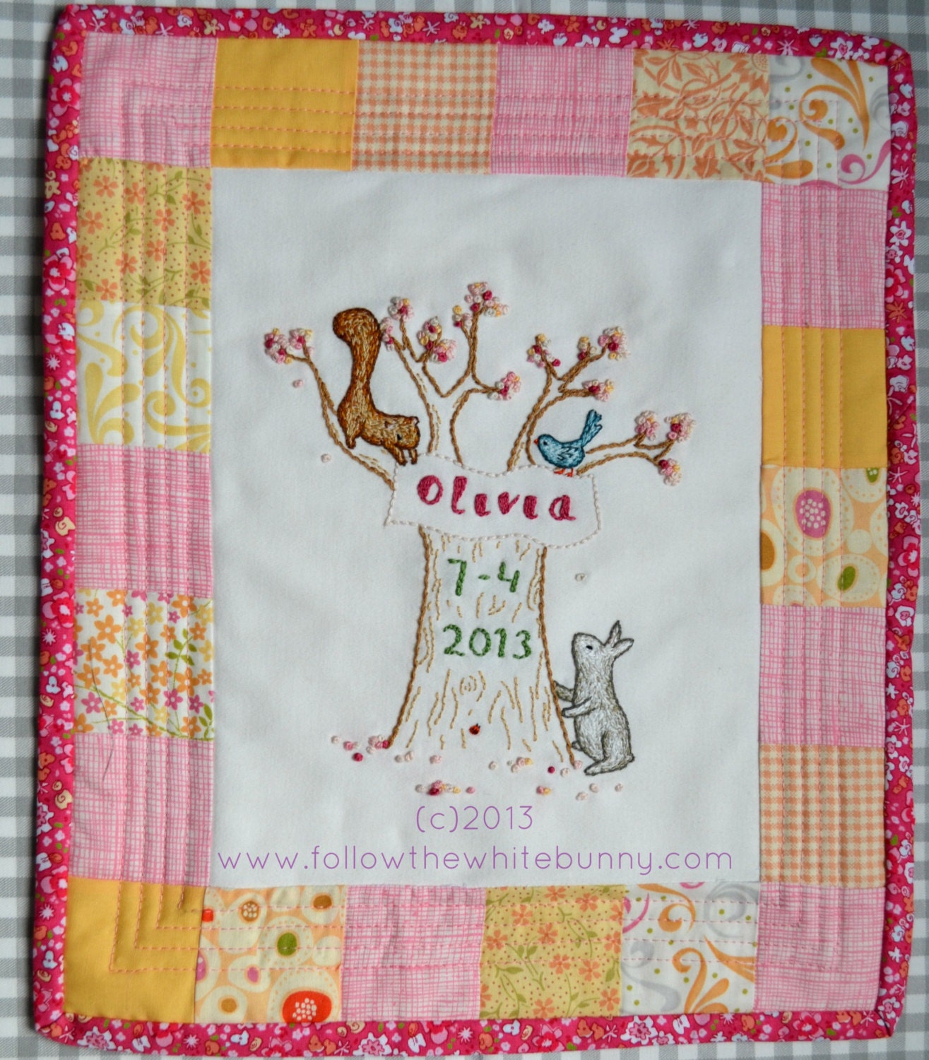 Blossom Tree Nursery Wall Hanging Hand Embroidery Sewing PDF Pattern