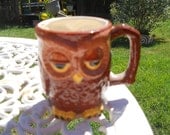 Two-sided vintage handmade owl mug-Sleepy Owl