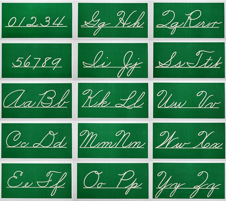 Vintage School Cursive Lettering Board Complete Set