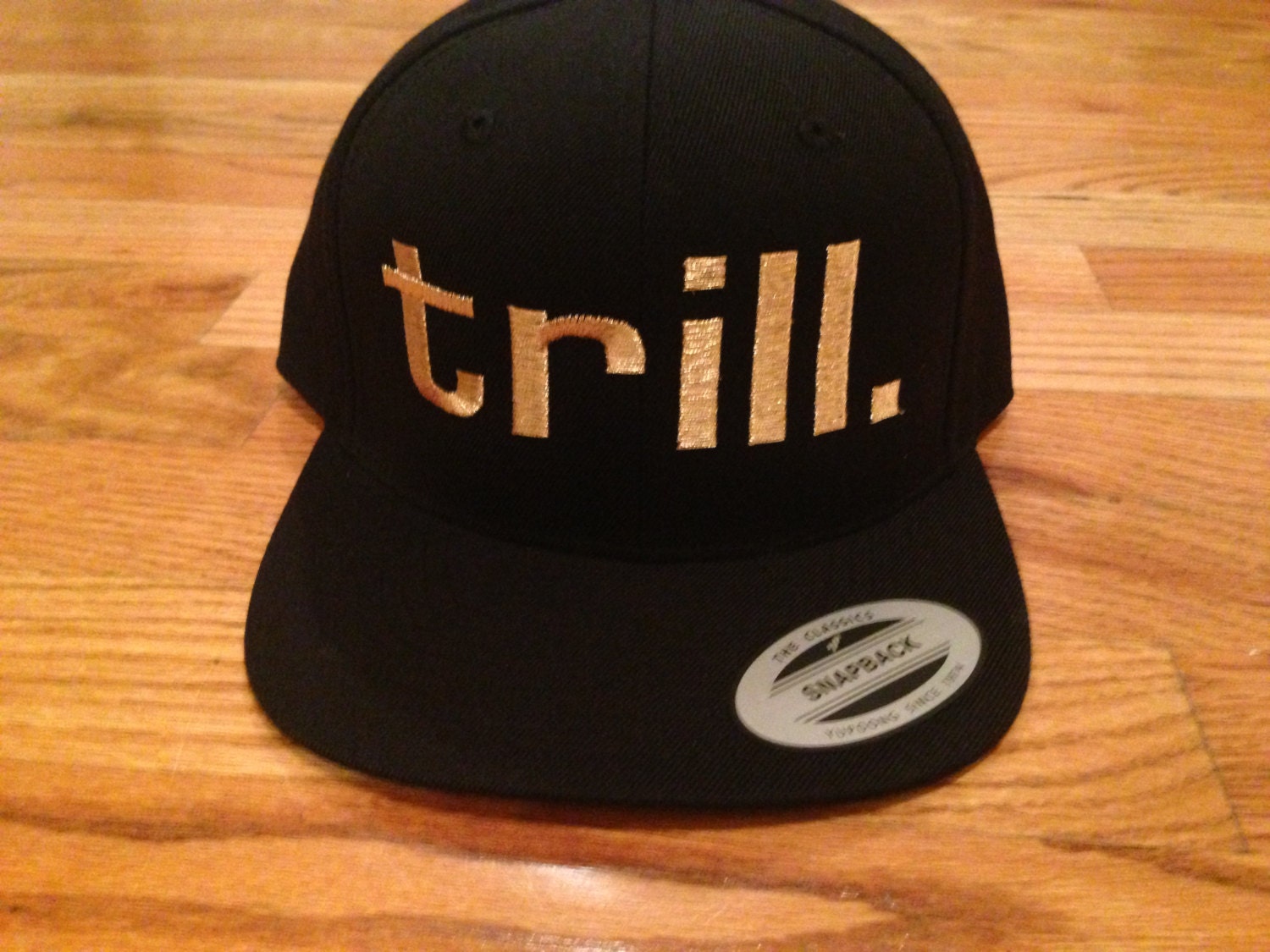 trill. Snapback Hat, Black and Gold Cap, Presale Item