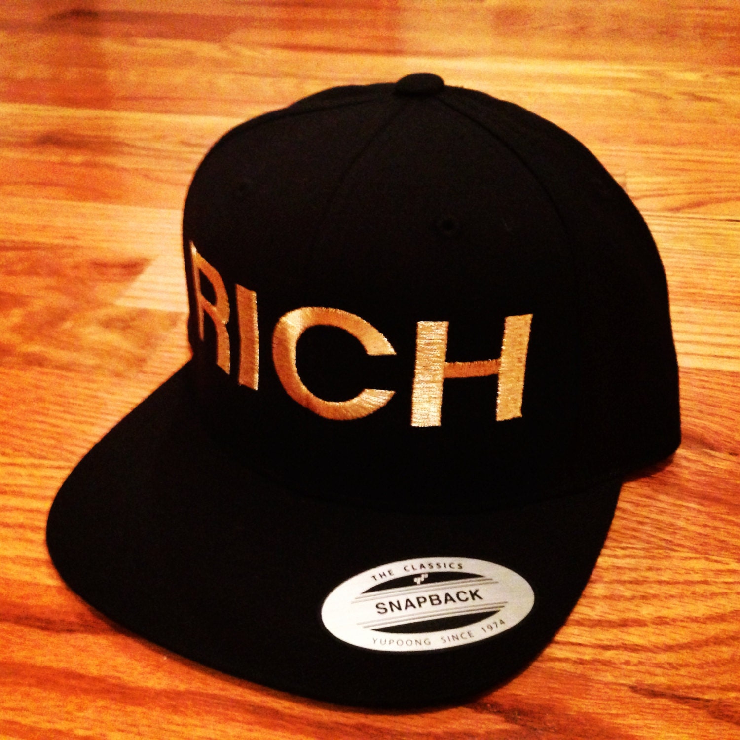 RICH. Snapback Hat, Black and Gold Cap, Presale Item