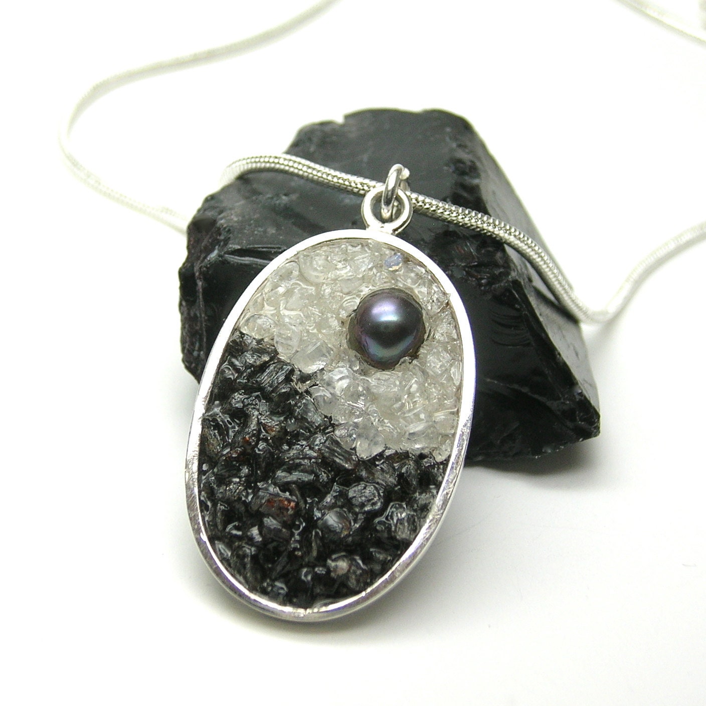 Gemstone and Pearl Pendant - Mosaic Jewelry