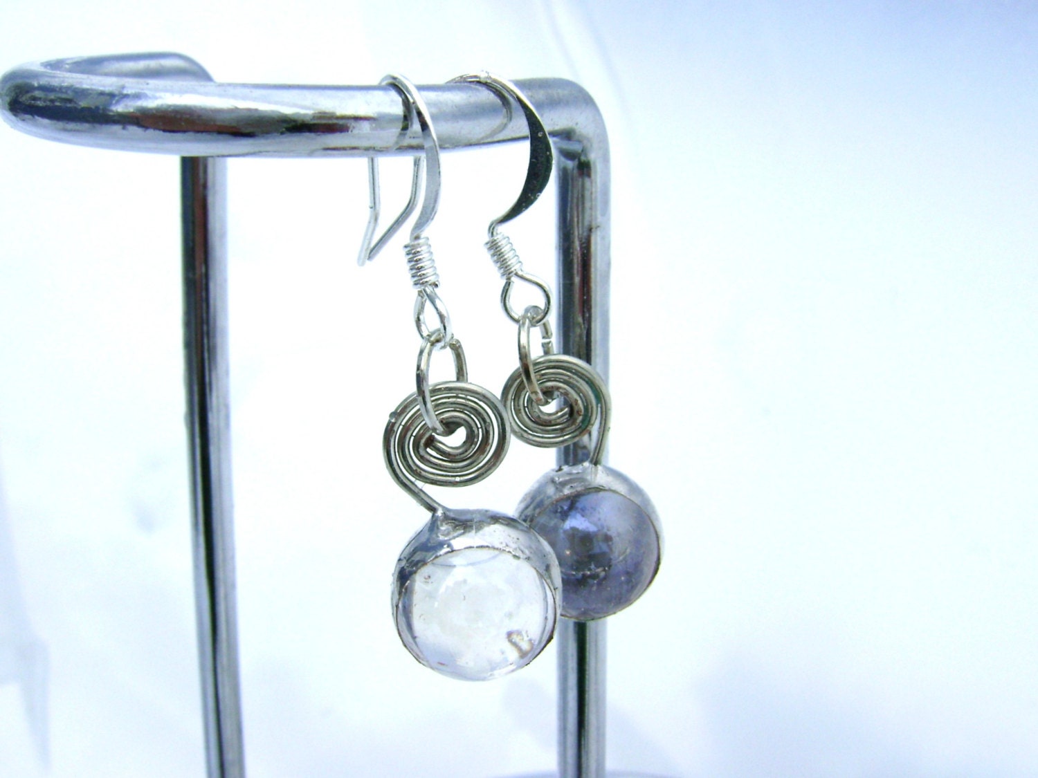 Mermaid Tears Glass Earrings Spiral Mothers Day Prom Jewelry Teens Spring Fashions OOAK Easter Ostara Birthday Maypole