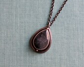 Rutilate Quartz Necklace in Reclaimed Silver and 14 Karat Gold-"Hard Freeze Necklace in Charcoal"