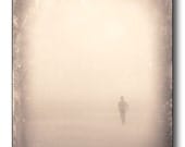 Old Type Fine Art Photography, Brown Coney Island Photo In Fog, Wet Plate Type