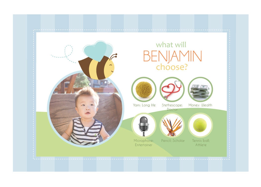Bumble Bee, Doljabi Board, Doljanchi, Korean First Birthday 20x30 Poster Il_570xn
