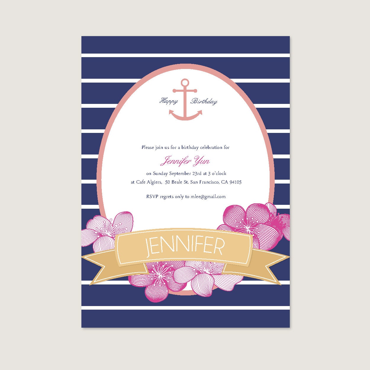 Custom Preppy Nautical 5x7 DIY Invitation by MayDetails Il_570xn