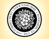 Custom ADDRESS Pre-Designed Art Wood Mounted Rubber Stamp - 1.5 x 1.5 in - Branding, Packaging, Party, Wedding - AC006