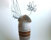 striped white vase