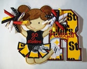 Iron On Applique - Team Cheerleader with Letter