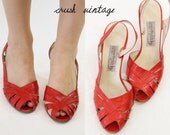 1980s Pappagallo 7.5 / 80s Siren Red Heels / The Sparrow Slingbacks