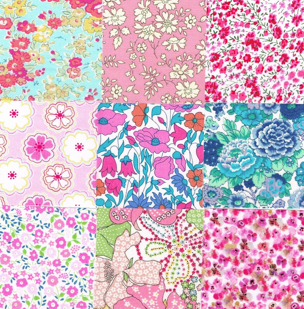 36 Liberty Fabric Tana Lawn 2.5in Charm Squares Poppy Daisy Pink Blues