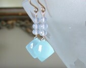 Aqua Chalcedony Briolette  Earrings