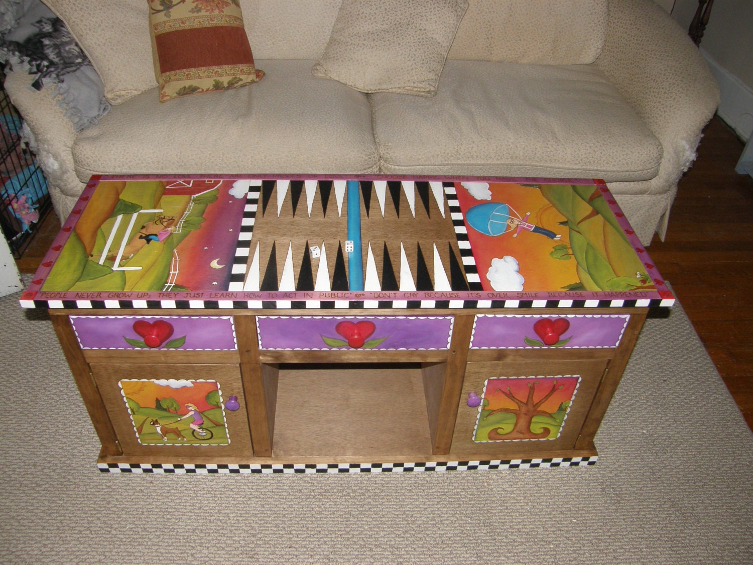 Coffee Table/ custom made/ Games table/ handmade table/ wood table/ painted table/ cottage chic table