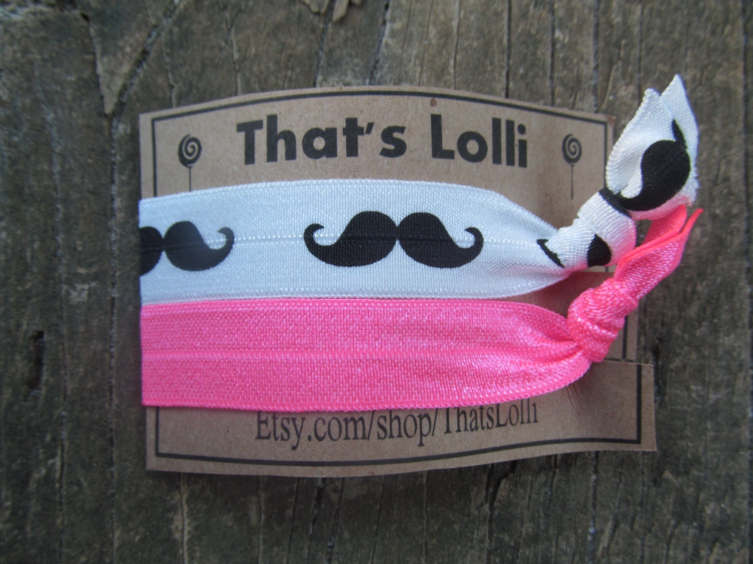 Mr. Stache and Hot Pink hair ties