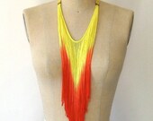 50% OFF SALE Yellow Fire Red Fringe Necklace