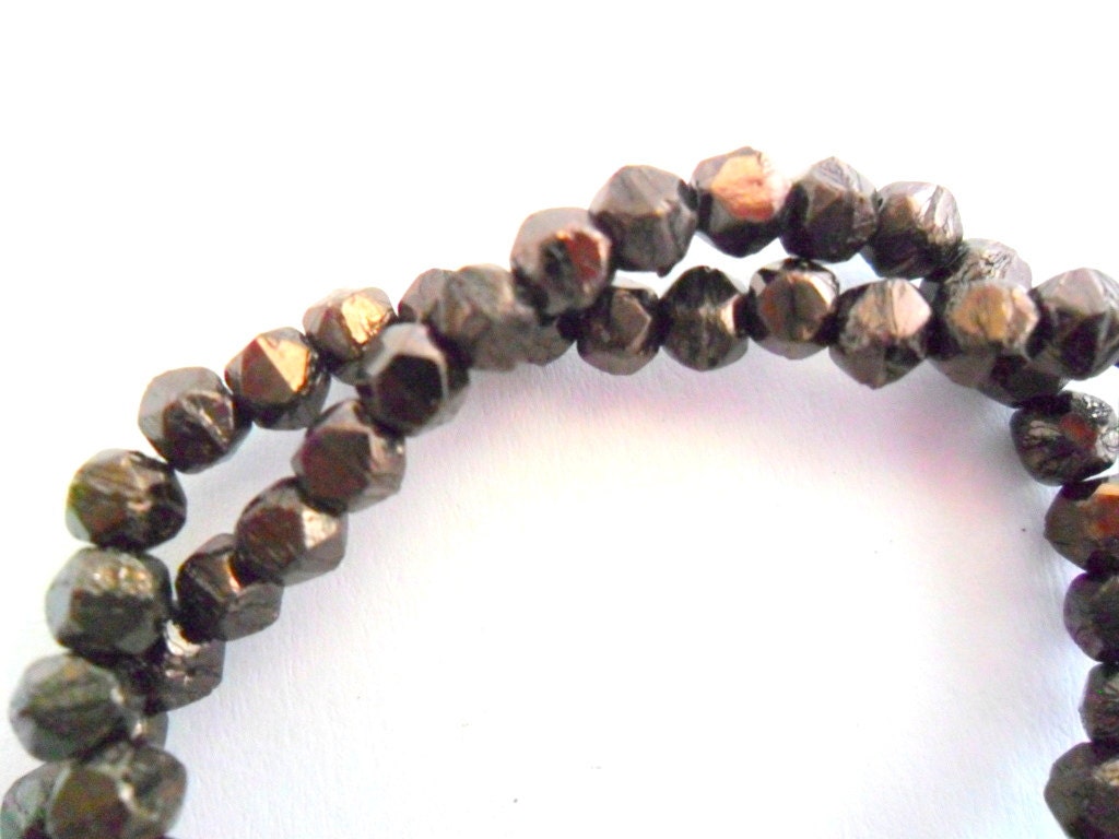 Chocolate Bronze Czech English Cut Glass 4mm Round Beads