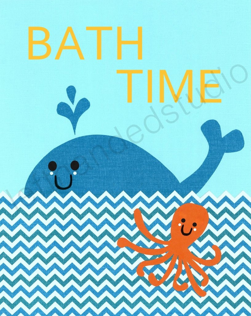 Target Circo ABC Print, Whale and Octopus Print, Children's Art Print, 8x10, Personalized