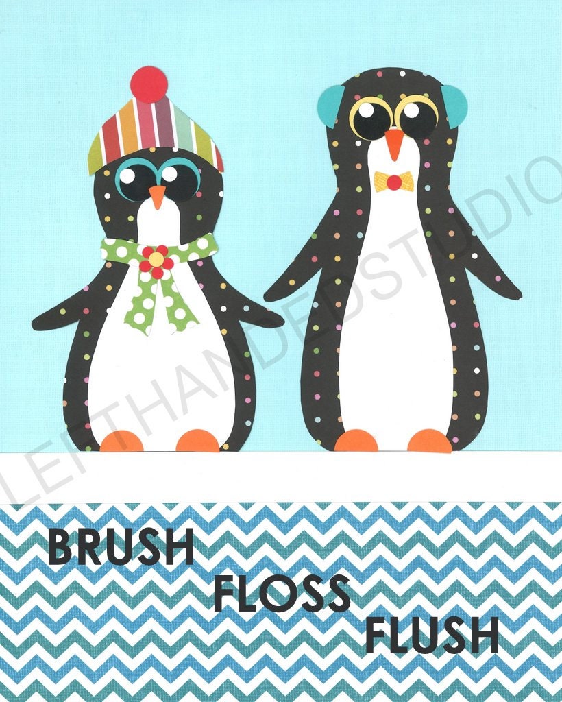 PENGUIN Art Print, KIDS Bath Wall Art, PENGUIN Wall Decor, Bathroom Art