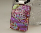 Dichroic Fused Glass Pendant Necklace, Fashion Accessories, Rainbow X7297