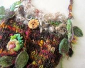 handknit shoulder bag rustic earthy curly wool bag  -  gypsy sister traveller