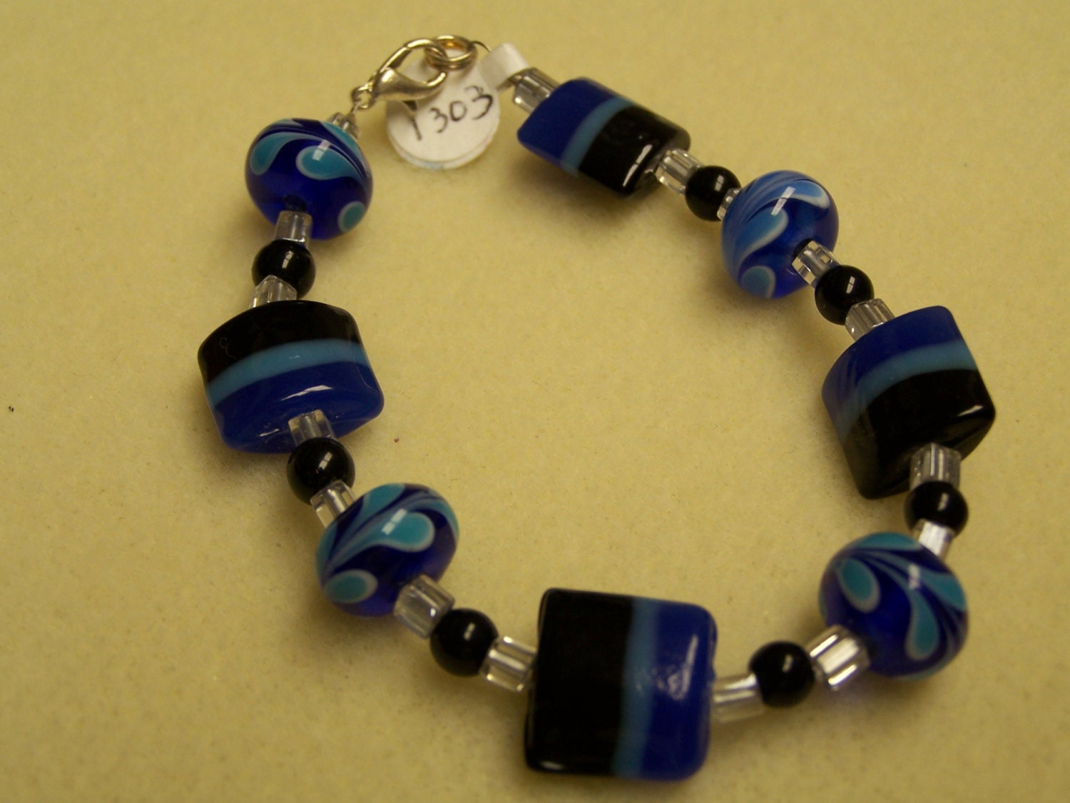 Black and Blue Lampwork Bracelet