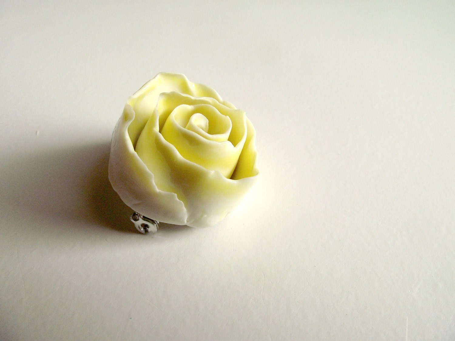 Yellow Rose Brooch Porcelain - Limoges Porcelain Brooch - Brooch
