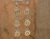 Bullet Casing Jewelry - Triple Brass 9mm Dangle Earrings - Bullet Bling