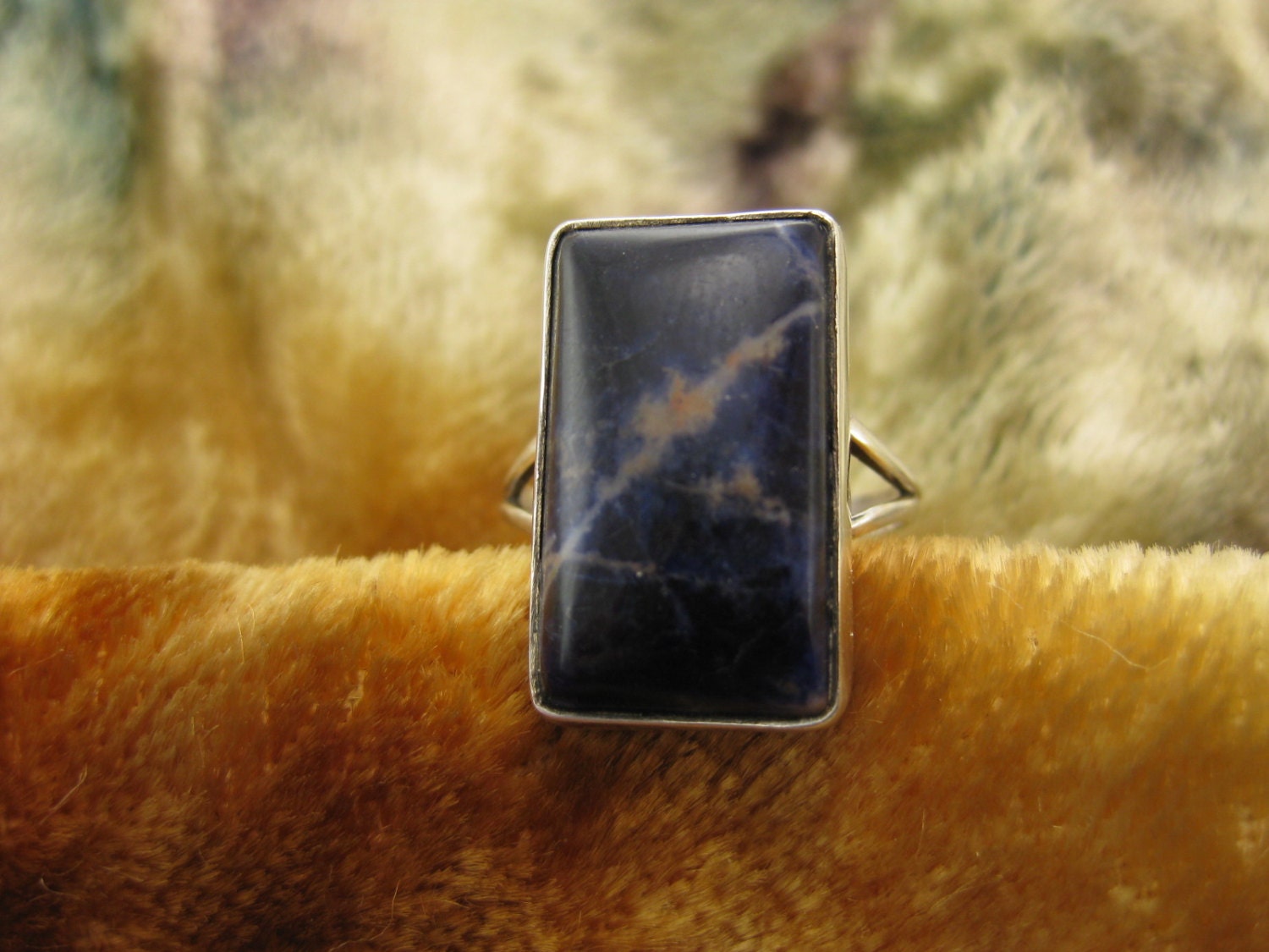 Ring - Size 8 1/4 - Sterling Silver - Lapis Lazuli - Blue Stone Jewelry - Lapis Rectangle Ring - Women Fashion - Signed Stamped 925