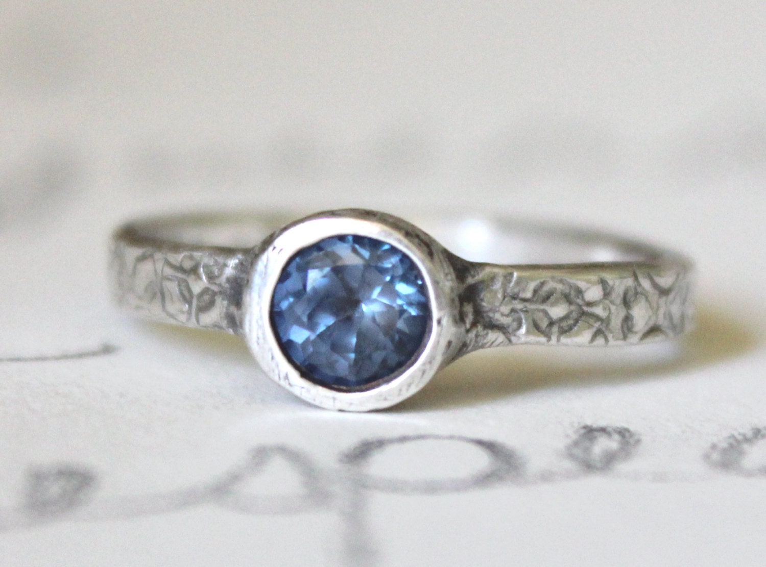 spinel engagement ring . peacock blue gemstone engagement ring . made to order . engraved personalized . alternative unique engagement ring