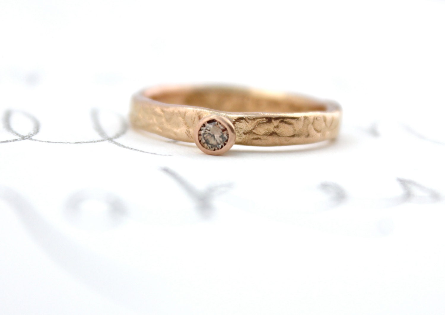 ethical chocolate diamond engagement ring . handmade 14k rose gold engagement ring . unique engagement ring