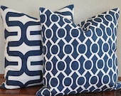 Decorative Geometric Pillow Cover Set18x18inches Navy Blue and White 18x18 Pillow Covers