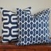 Decorative Geometric Pillow Cover Set18x18inches Navy Blue and White 18x18 Pillow Covers