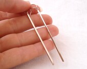 Geometric Modern 14k White Gold Bar Earrings