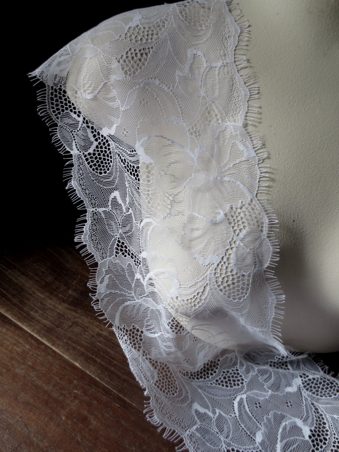 White Chantilly Lace for Bridal, Lingerie, Costumes, Couture  CH 528w