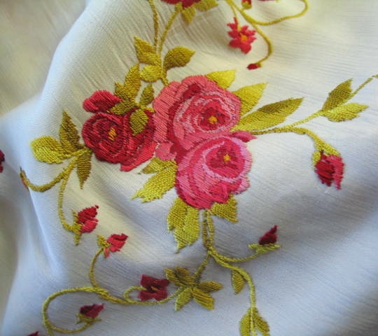 Embroidered Silk Shawl From Spain Tapestry Style Embroidery