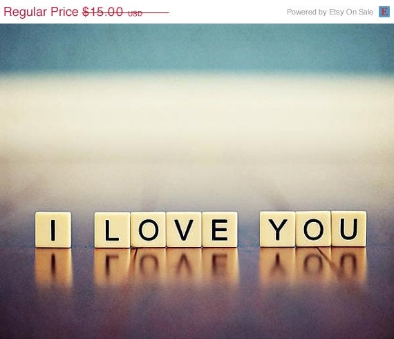 SALE I Love You - Still Life Photography - love romantic black lilac word text typography blue purple white cream 5x7