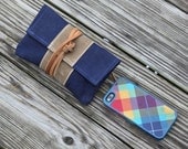 2 tone colorblocked waxed canvas tobacco pouch style cell phone clutch small clutch