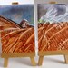 Diptych ACEO Encaustic (Wax) Original Art. Rust. Brown. Blue. Gray. SET of 2 Art Cards