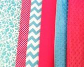Crib Bedding Set Pink and Aqua